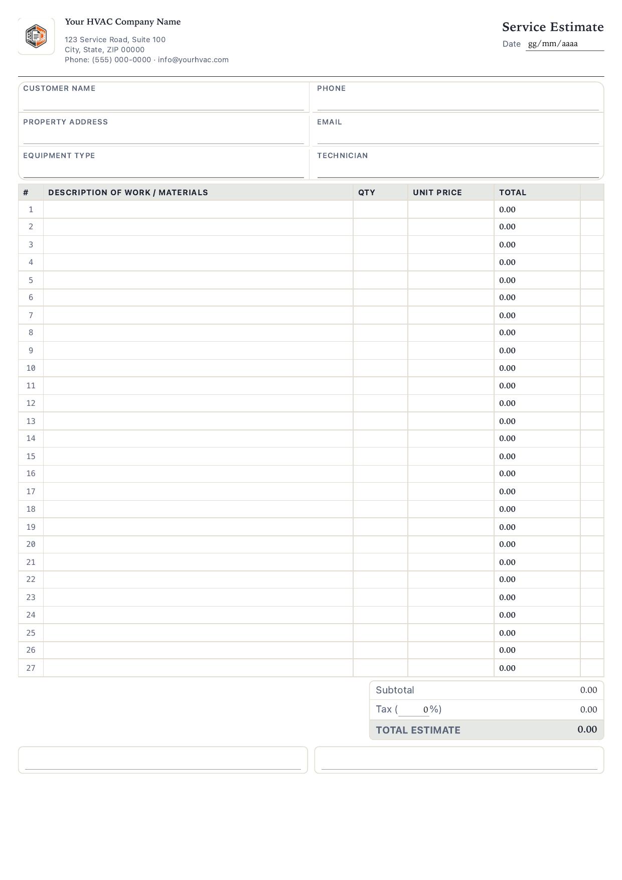 Service Estimate